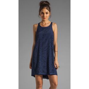 Susana Monaco Laser Cut Zena Dark Blue Mini Dress Size 4